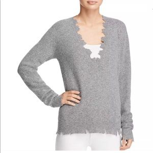 IRO Women's Gray Brody Distressed V-neck Sweater